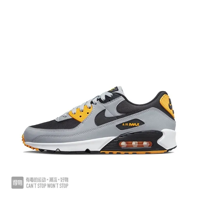 Nike Air Max 90 Gray Black Yellow Lifestyle Sneakers 2