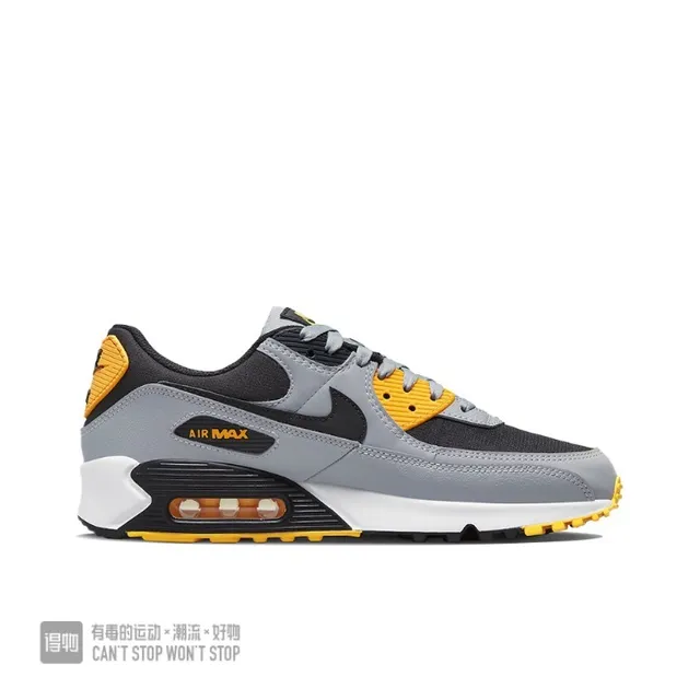 Nike Air Max 90 Gray Black Yellow Lifestyle Sneakers 4