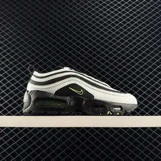 Nike Air Max أبيض أسود الجزء العلوي الموجي الطبقي وحدتين مرئيتين مزدوجتين أحذية رياضية أسلوب حياة