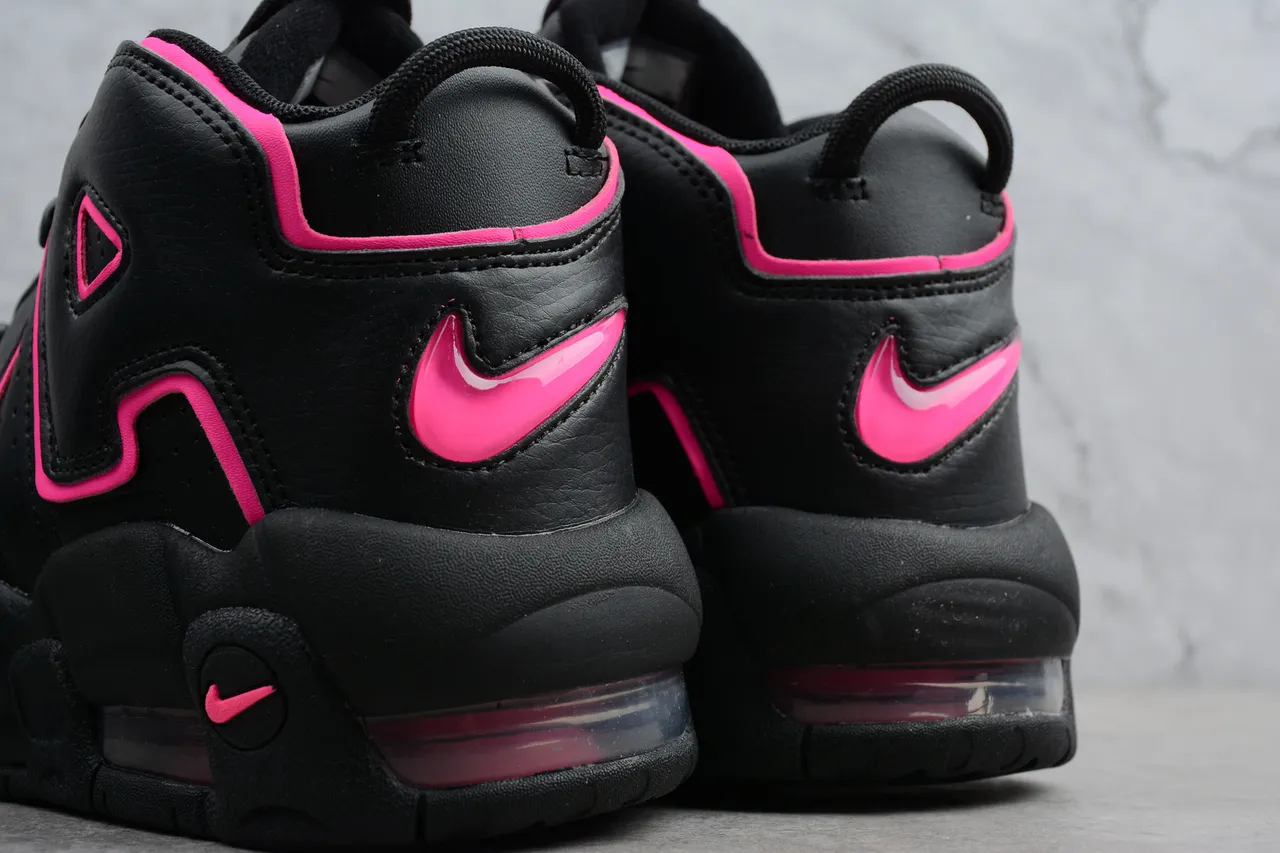 Nike Air More Uptempo Chaussures de Basketball Noir Rose 5