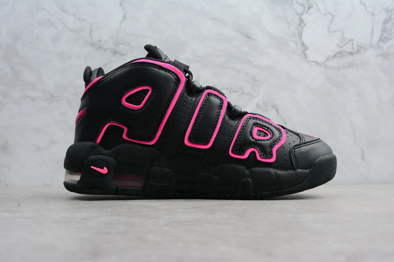 Nike Air More Uptempo Chaussures de Basketball Noir Rose 8