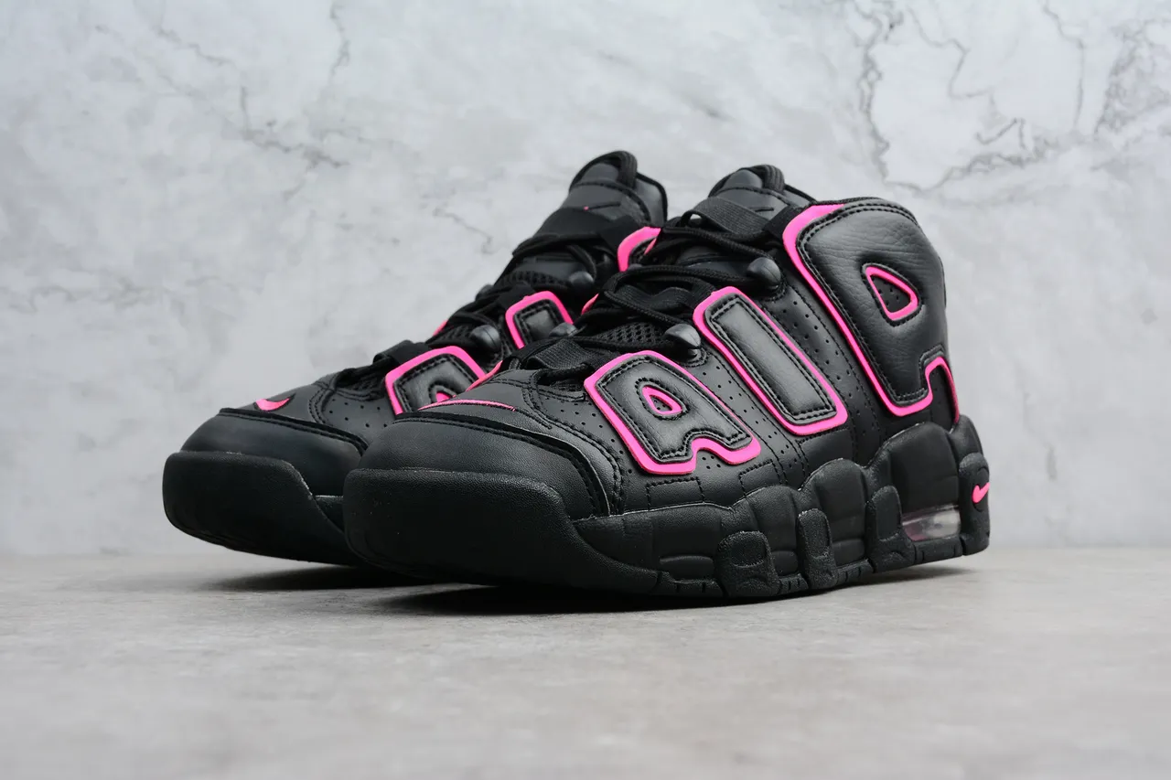 Nike Air More Uptempo Chaussures de Basketball Noir Rose 9