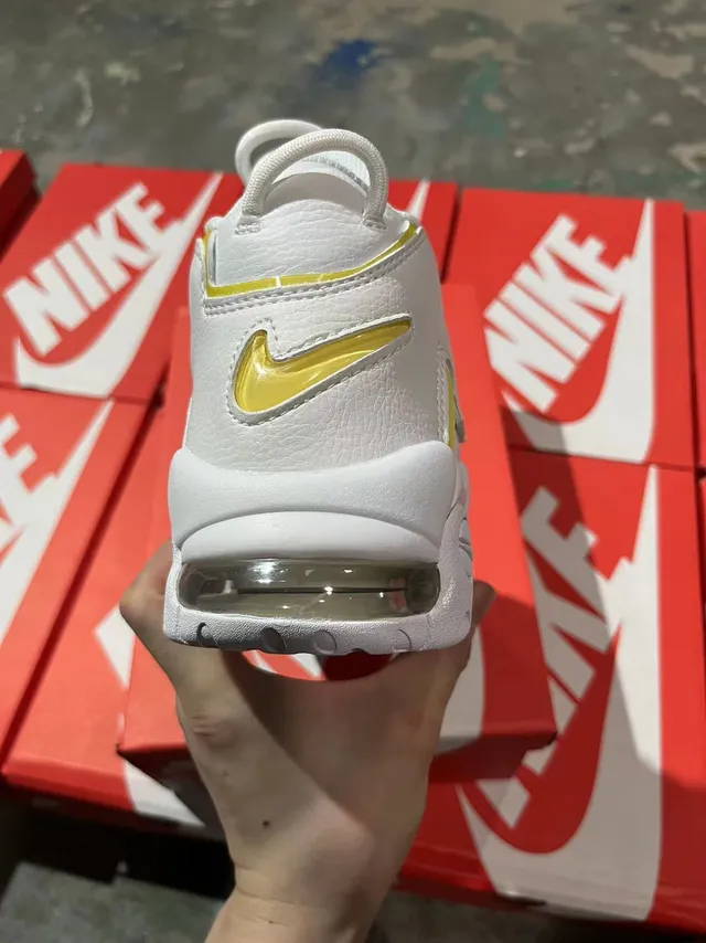 Nike Air More Uptempo Blanco Amarillo Zapatos de Baloncesto 5