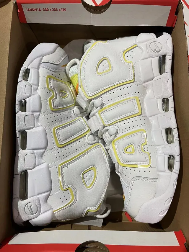 Nike Air More Uptempo Blanco Amarillo Zapatos de Baloncesto 6