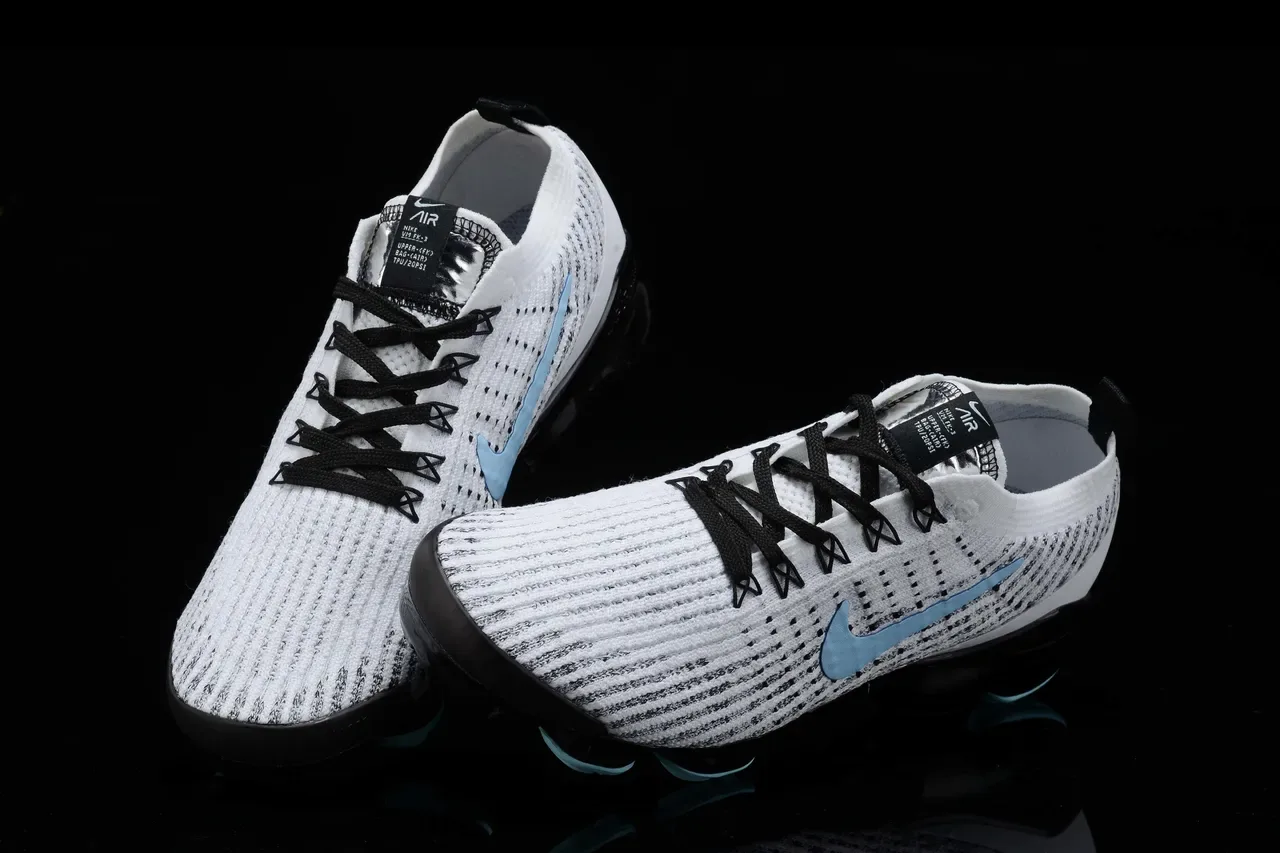 Nike Air VaporMax Flyknit Blanco Azul Tejido Superior Amortiguación Visible Zapatillas Lifestyle 2