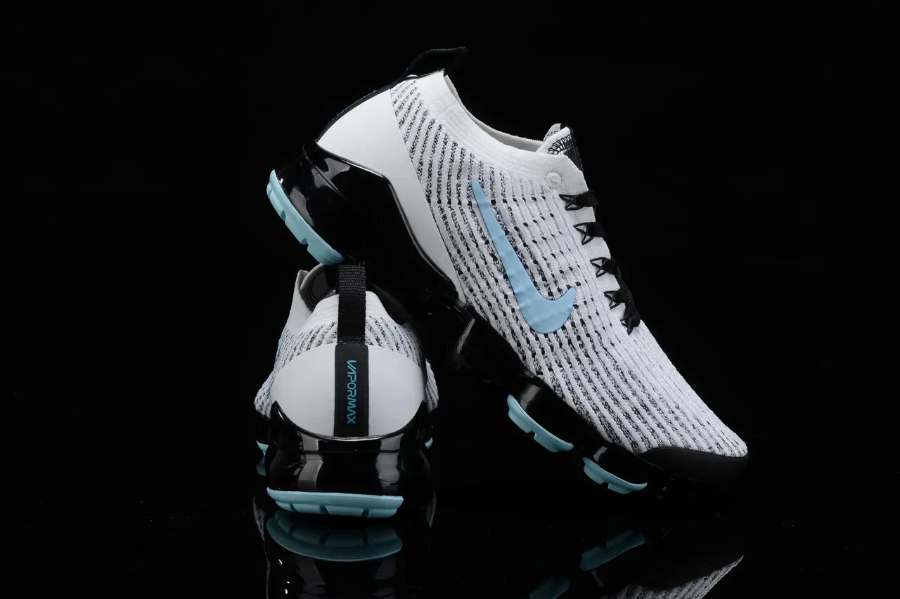 Nike Air VaporMax Flyknit Blanco Azul Tejido Superior Amortiguación Visible Zapatillas Lifestyle 4