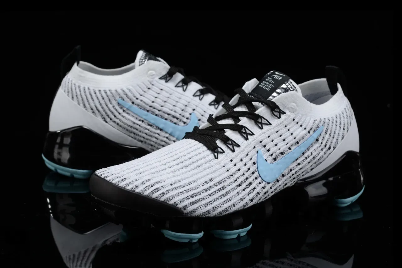 Nike Air VaporMax Flyknit Blanco Azul Tejido Superior Amortiguación Visible Zapatillas Lifestyle 5