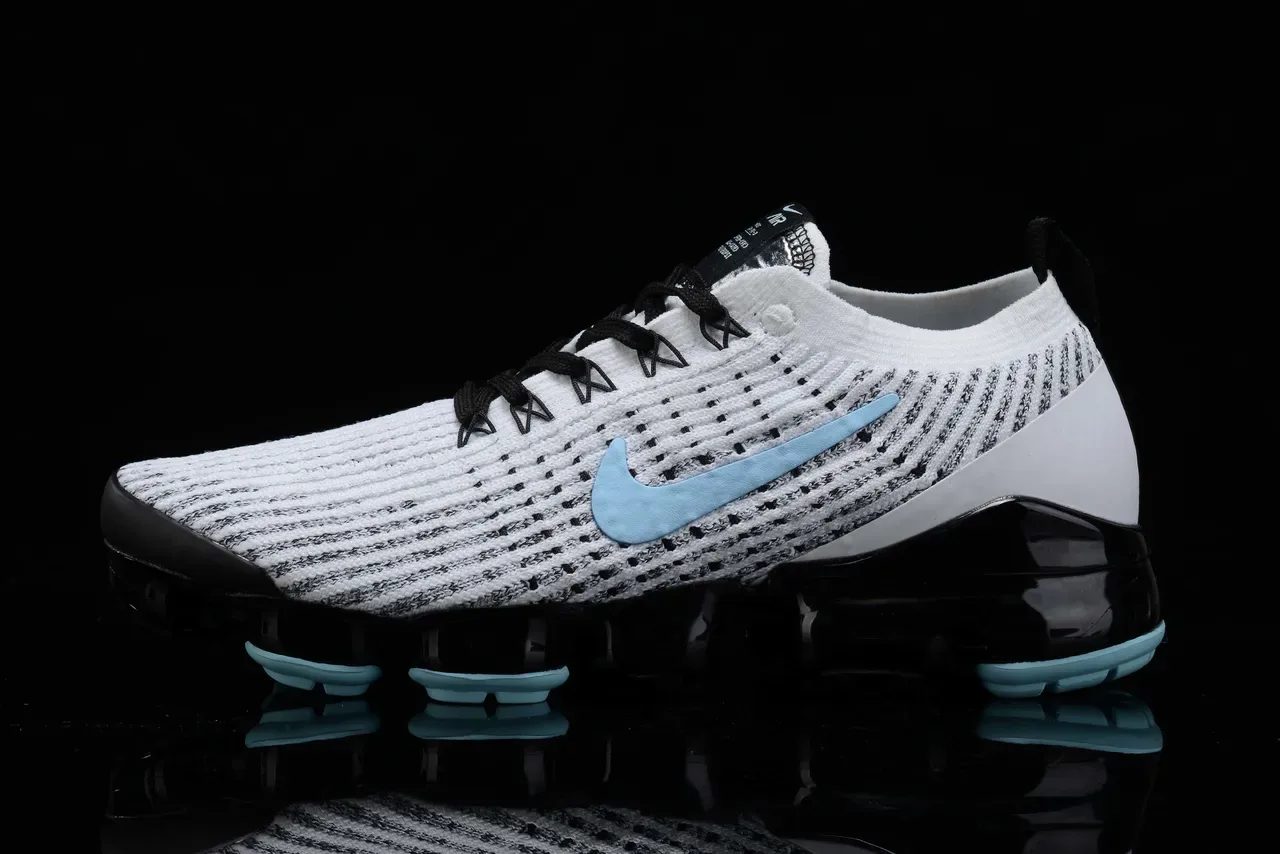 Nike Air VaporMax Flyknit Blanco Azul Tejido Superior Amortiguación Visible Zapatillas Lifestyle 8