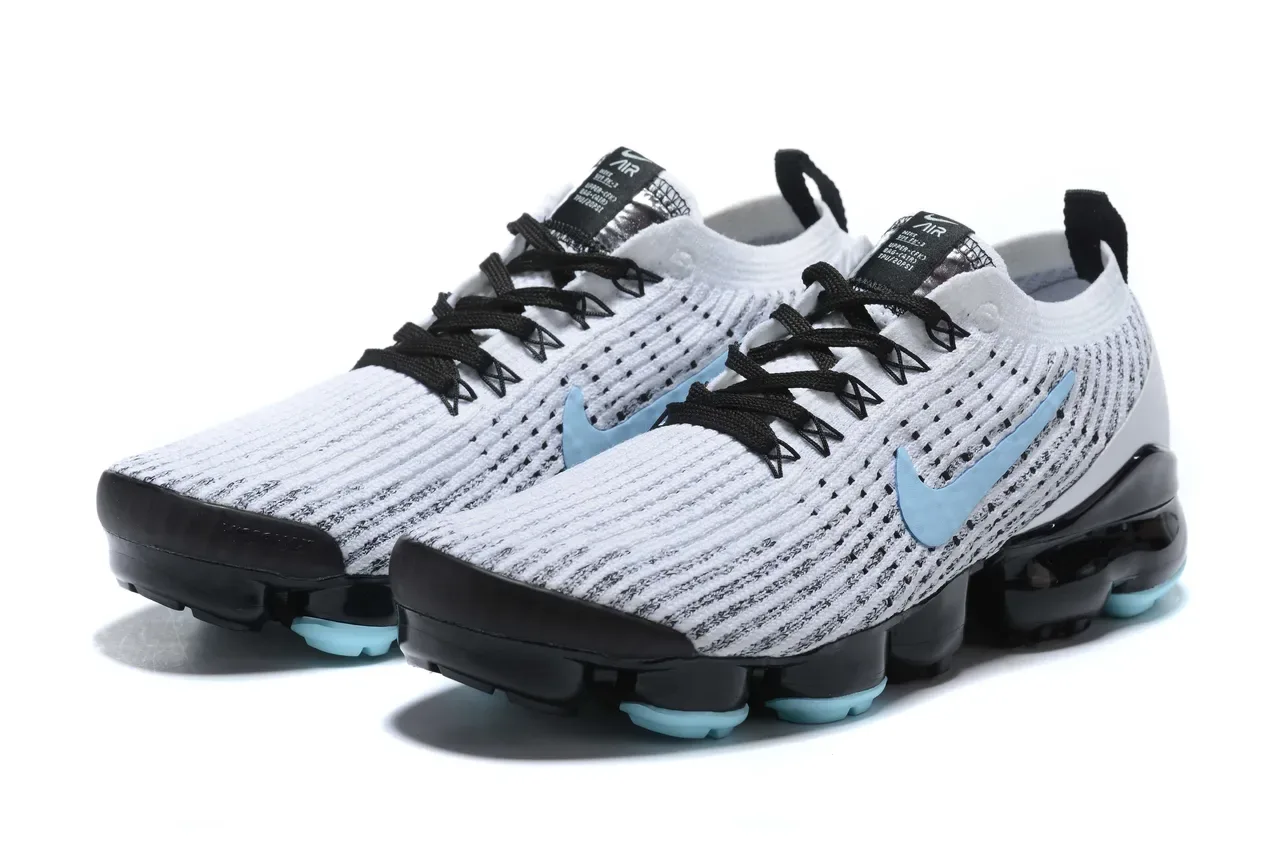 Nike Air VaporMax Flyknit Blanco Azul Tejido Superior Amortiguación Visible Zapatillas Lifestyle 13
