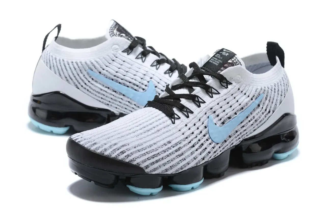 Nike Air VaporMax Flyknit Blanco Azul Tejido Superior Amortiguación Visible Zapatillas Lifestyle 14