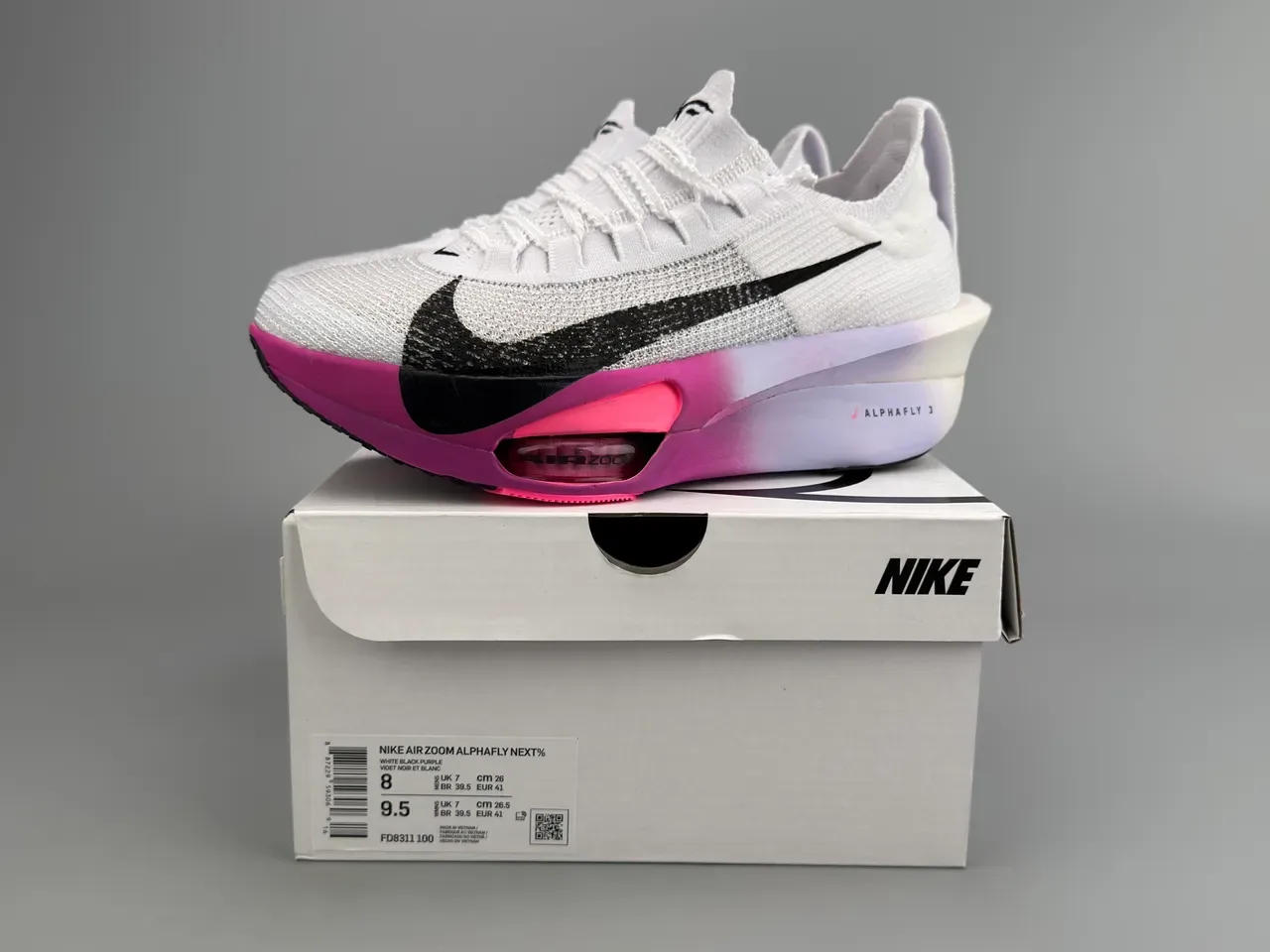 Nike Air Zoom Alphafly 3 White Black Magenta Running Shoes 2