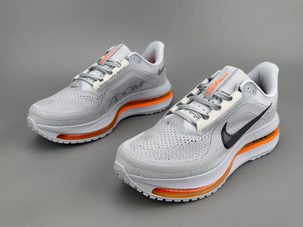 Nike Air Zoom Pegasus Gray Orange Engineered Mesh Upper Full-Length Visible Unit Running Shoes 4