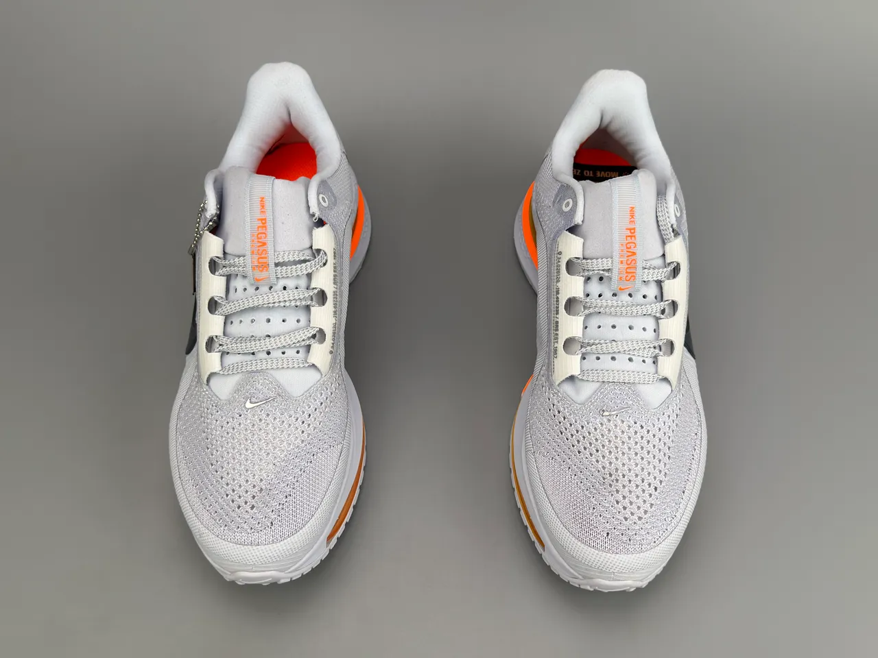 Nike Air Zoom Pegasus Gray Orange Engineered Mesh Upper Full-Length Visible Unit Running Shoes 7