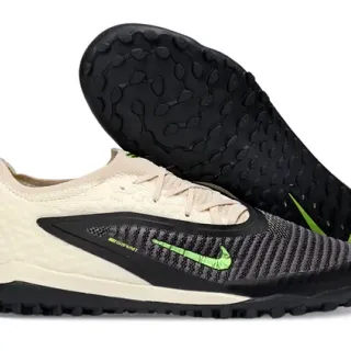 Nike Beige Verde Knit Upper Synthetic Cage Overlay Sapatos de futebol turf
