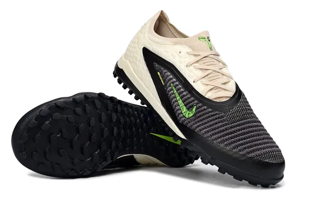 Nike Beige Green Knit Upper Synthetic Cage Overlay Turf Soccer Shoes 3