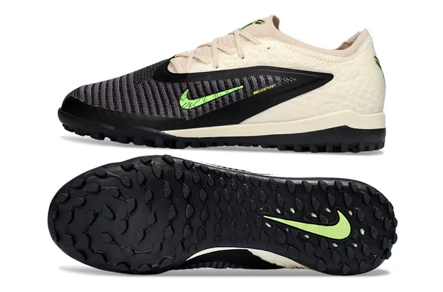 Nike Beige Green Knit Upper Synthetic Cage Overlay Turf Soccer Shoes 5