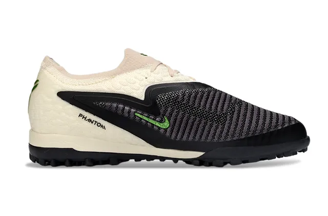 Nike Beige Green Knit Upper Synthetic Cage Overlay Turf Soccer Shoes 7