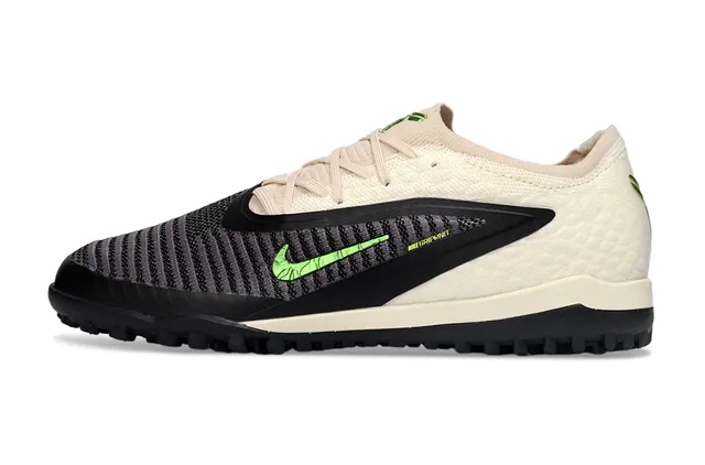 Nike Beige Green Knit Upper Synthetic Cage Overlay Turf Soccer Shoes 8