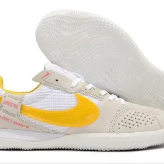 Nike Beige Jaune Low-Top Perforé Daim Toe Chaussures de football intérieur