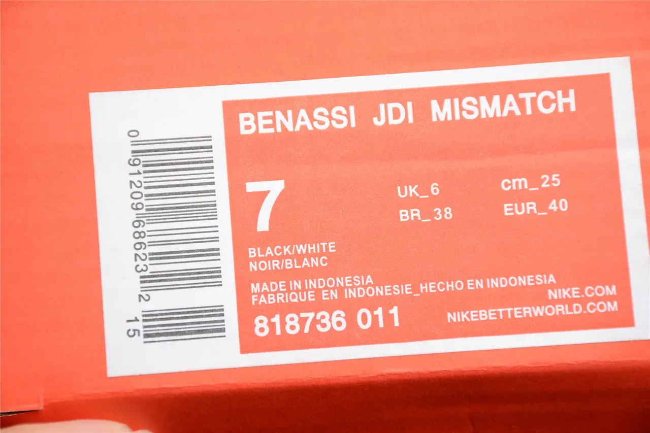 Nike Benassi JDI Black and White Two-Tone Slippers 2