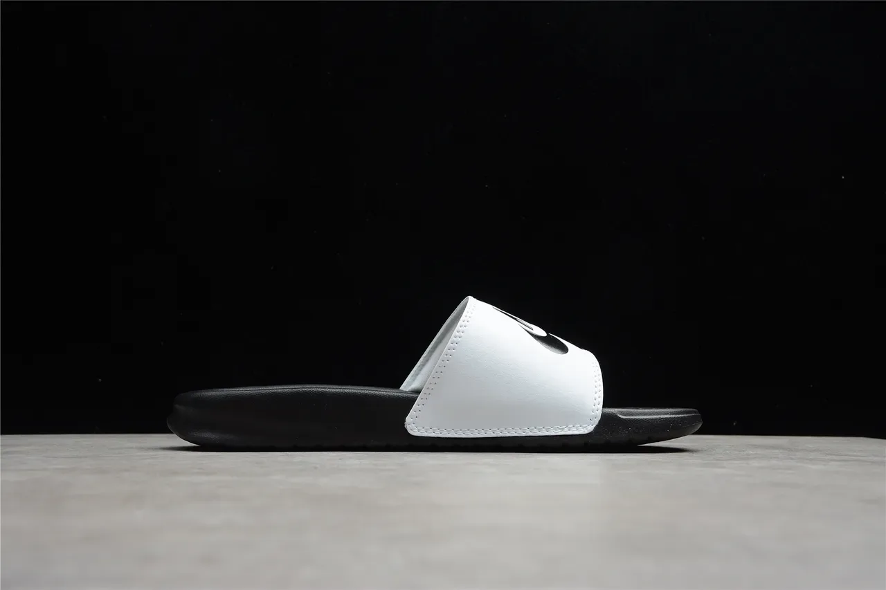 Nike Benassi JDI Black and White Two-Tone Slippers 10