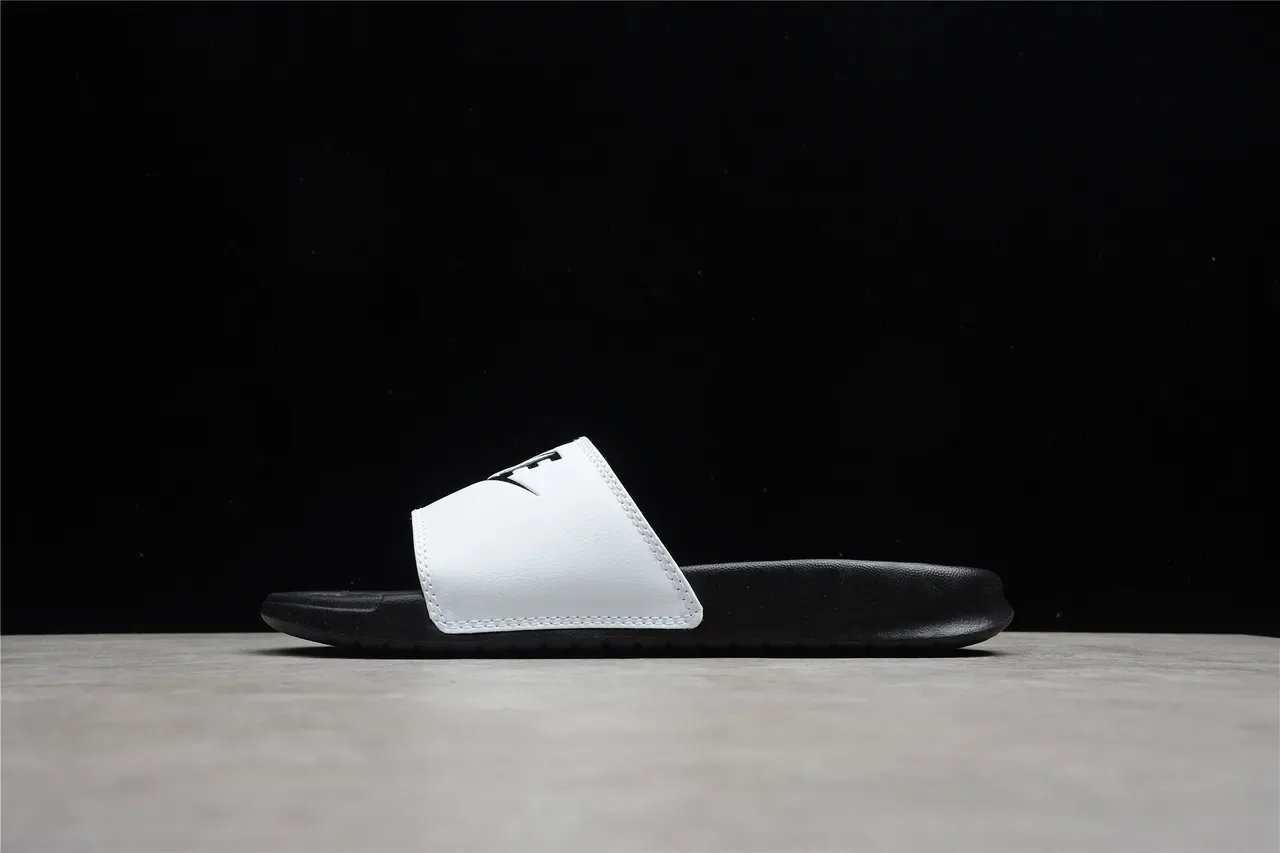 Nike Benassi JDI Black and White Two-Tone Slippers 12