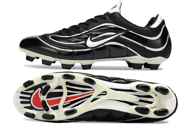 Nike Chaussures de football Noir et Blanc Wave-Piped Terrain ferme 5