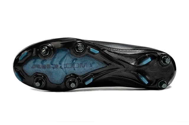 Nike Preto Azul Alto-Corte Colar Ajustável à Meia Texturizado Flyknit Superior Solo Firme Sapatos de Futebol 6
