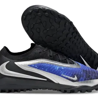 Nike Black Blue Low-Cut Sock-Fit Collar Knit Forefoot Panel Turf Soccer Shoes