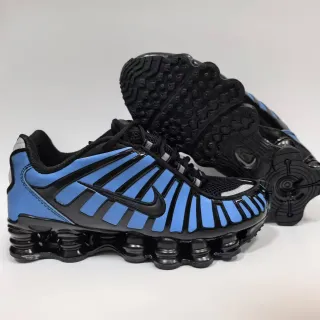 Nike أسود أزرق Shox Column Midsole Synthetic Cage Lifestyle Sneakers
