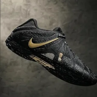 Nike Black Gold Laceless Integrated Strap Closure Textured Embossed Upper Firm-Ground Soccer Shoes