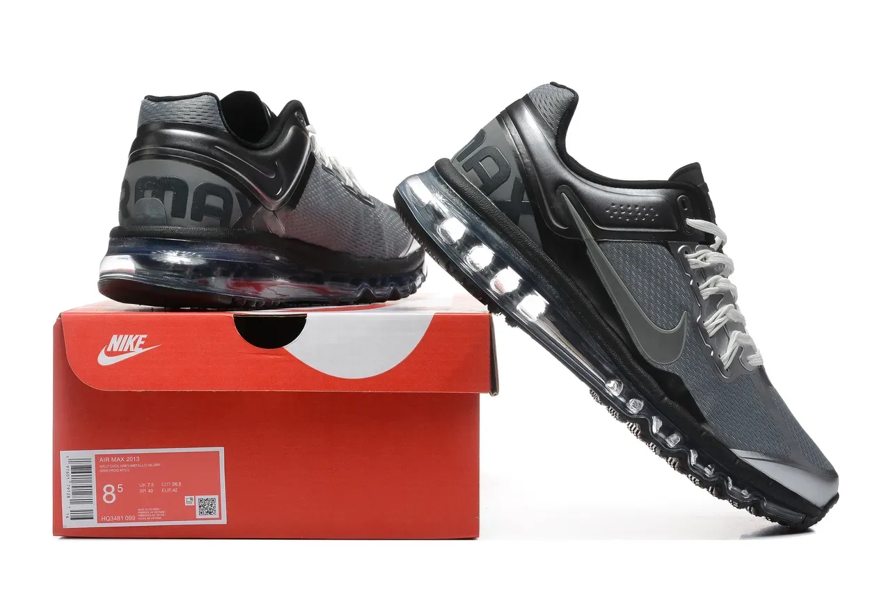 Nike Zapatillas Running Negro y Gris Full-Length Visible Air Cushioning Malla y Sintético 8