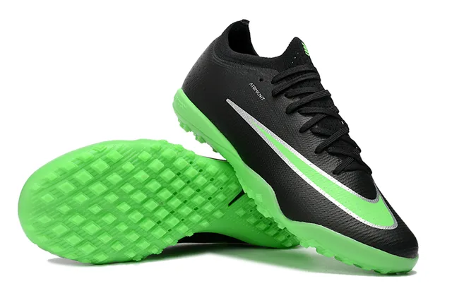 Nike Black Green Low-Cut Sock-Fit Upper Atomknit Textile Turf Soccer Shoes 2