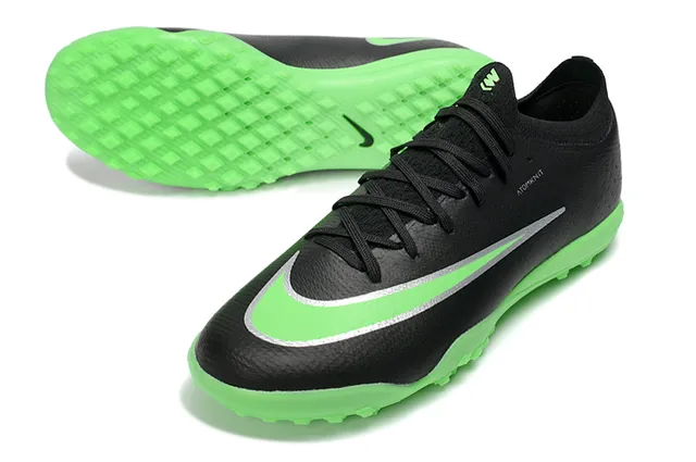 Nike Black Green Low-Cut Sock-Fit Upper Atomknit Textile Turf Soccer Shoes 3