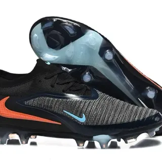 Nike Negro Naranja Upper Knit Asimétrico Lacing Firm-Ground Zapatos de Fútbol