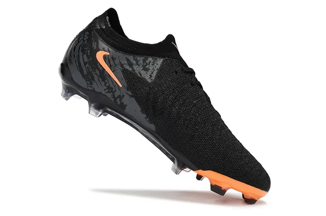 Nike Preto Laranja Tricô Superior Colar Sock-Fit Campo Firme Sapatos de Futebol 2