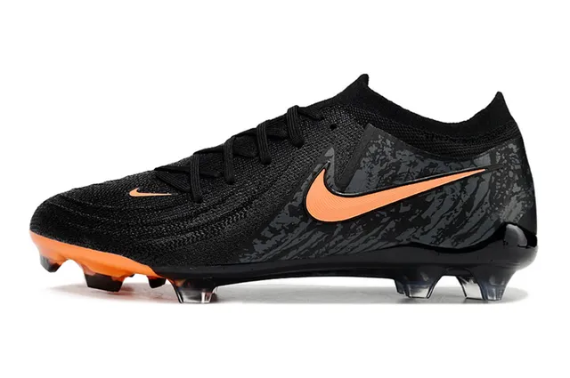 Nike Preto Laranja Tricô Superior Colar Sock-Fit Campo Firme Sapatos de Futebol 7