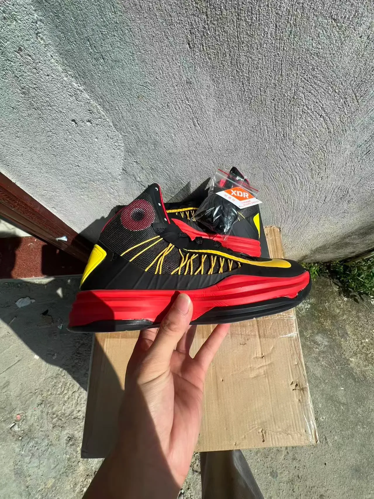 Nike Black Red High-Top Mesh-and-Synthetic Upper Basketball Shoes 7
