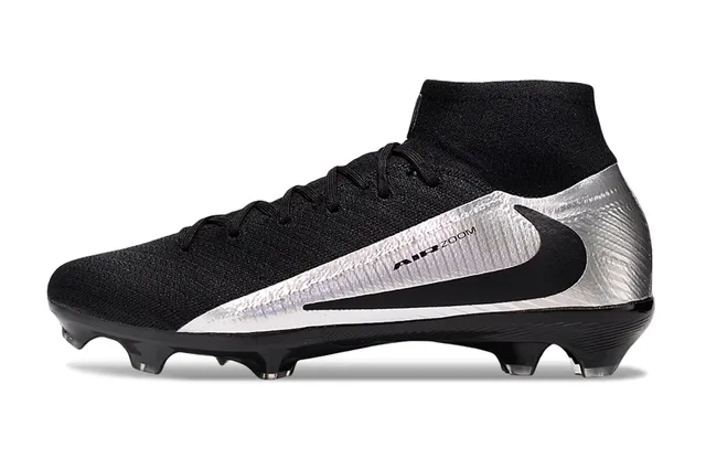 Nike 黑色银色针织鞋面高切袜领人工草地足球鞋 7