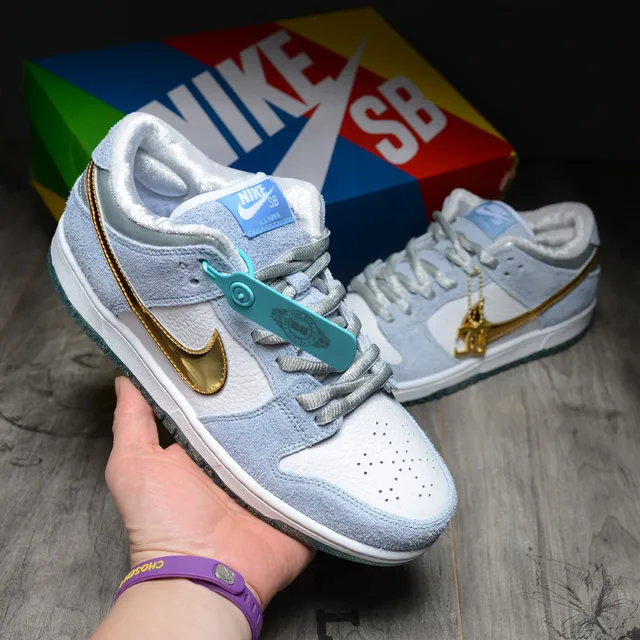 Nike Blue Gold Low-Top Suede-Leather Mix Skateboard Shoes 2