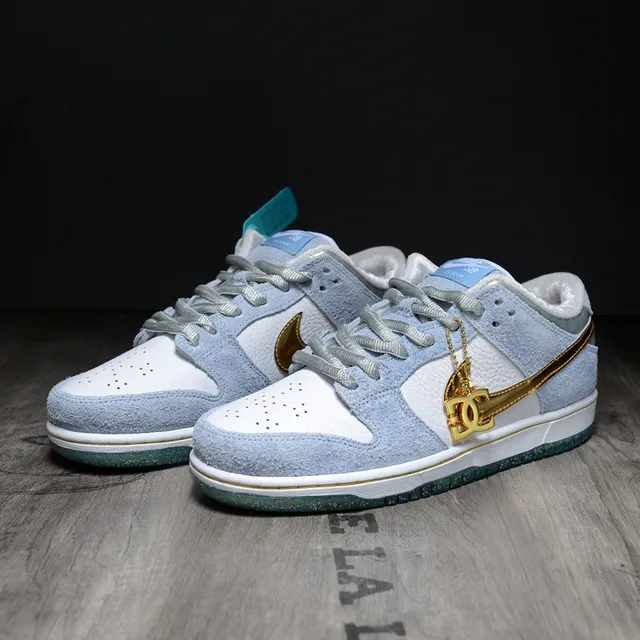 Nike Blue Gold Low-Top Suede-Leather Mix Skateboard Shoes 4