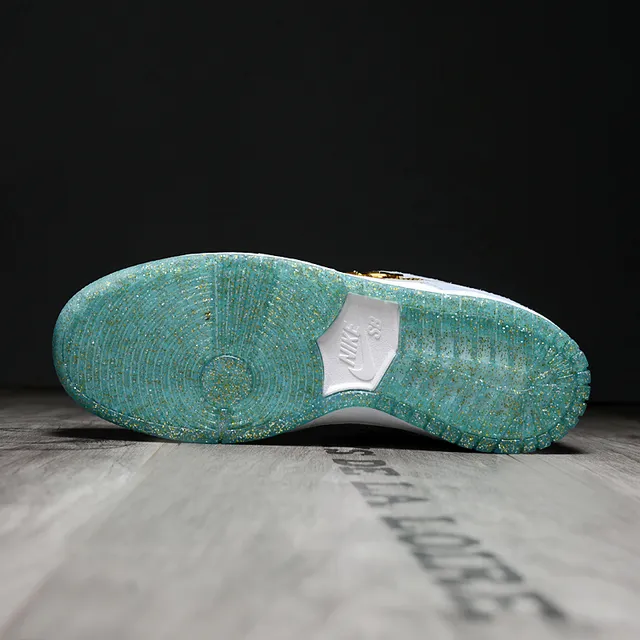 Nike Blue Gold Low-Top Suede-Leather Mix Skateboard Shoes 5