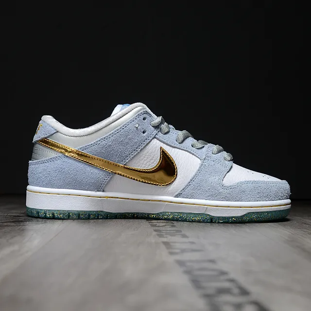 Nike Blue Gold Low-Top Suede-Leather Mix Skateboard Shoes 6