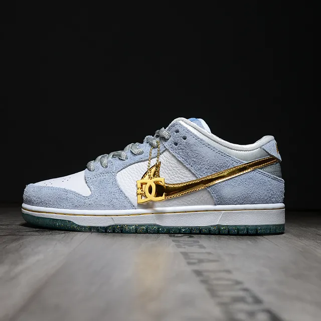 Nike Blue Gold Low-Top Suede-Leather Mix Skateboard Shoes 7