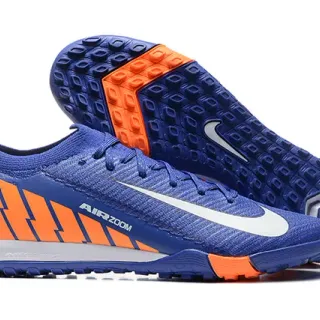 Nike Blue Orange Knit Upper Low-Cut Collar Turf Soccer Shoes