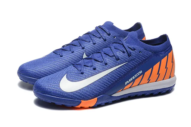 Nike Blue Orange Knit Upper Low-Cut Collar Turf Soccer Shoes 8