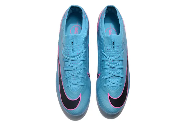 Nike नीला गुलाबी लो-कट सॉक-फिट अपर फ्लाईकनिट कंस्ट्रक्शन फर्म-ग्राउंड सोकर जूते 2