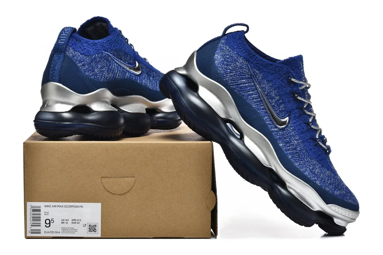 Nike Blue Silver Knit Upper Sculpted Metallic Midsole Lifestyle Sneakers 2