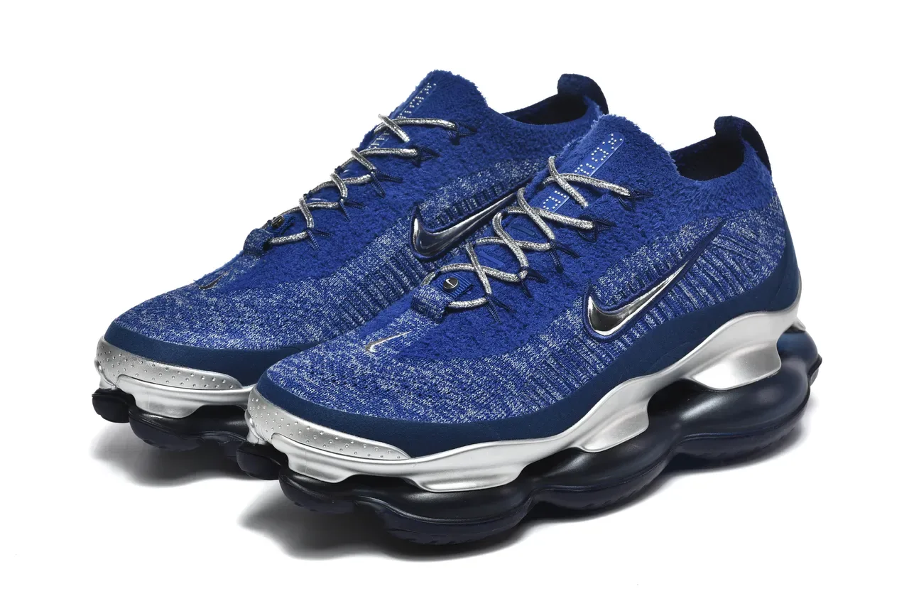 Nike Blue Silver Knit Upper Sculpted Metallic Midsole Lifestyle Sneakers 5