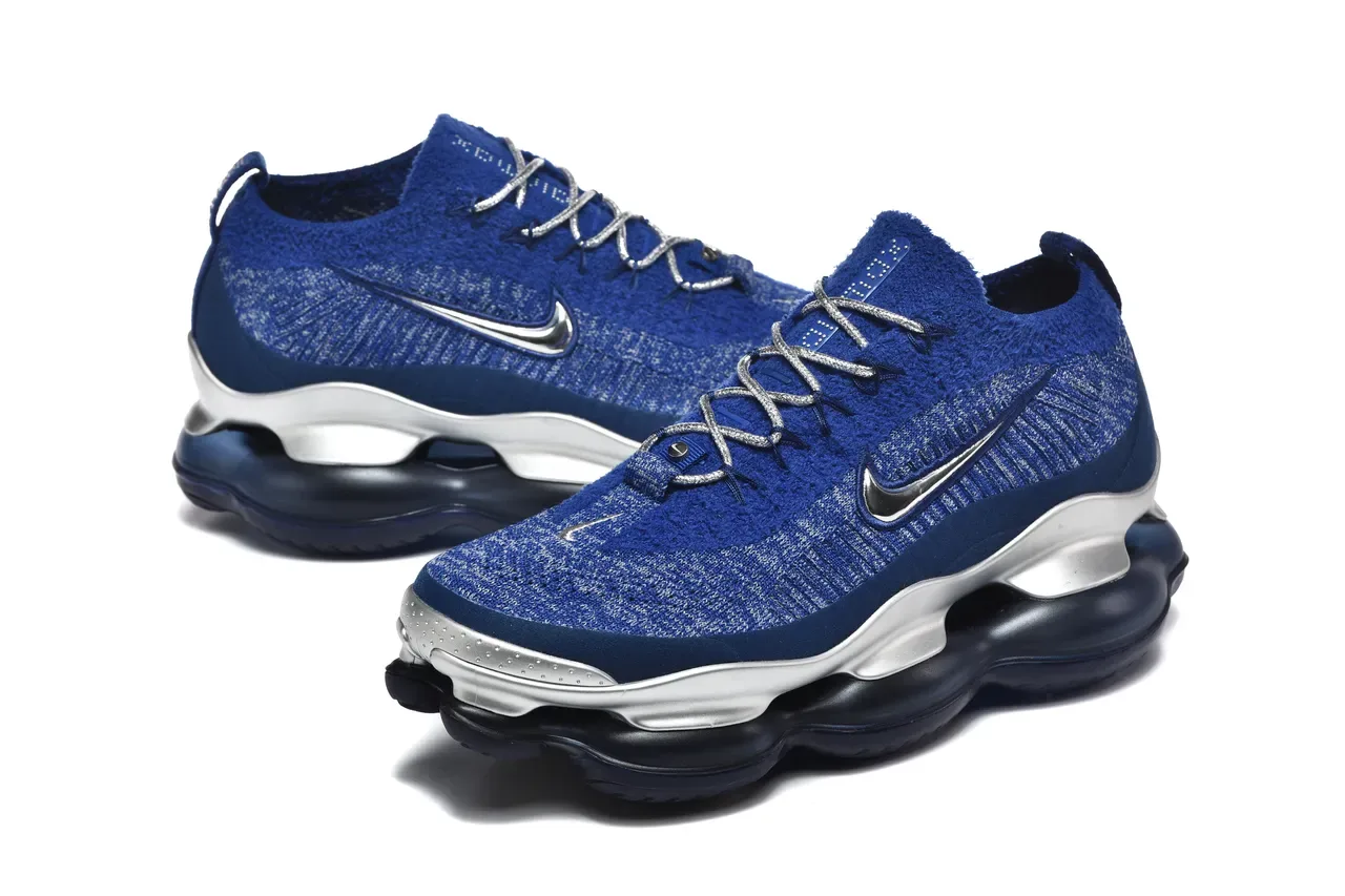 Nike Blue Silver Knit Upper Sculpted Metallic Midsole Lifestyle Sneakers 6